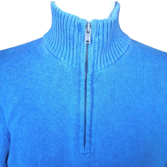 GAP SZ M Azure Blue 100% Cotton Quarter Zip Sweater - Picture 5 of 14